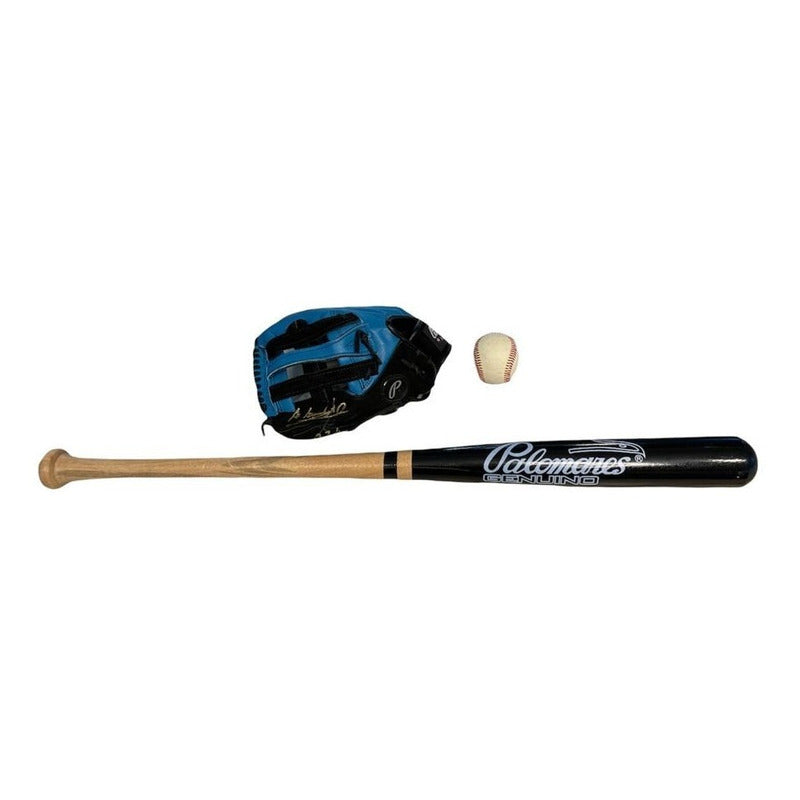 Kit Beisbol Adulto Manopla Zurda Pelota Y Bat Palomares Fpx